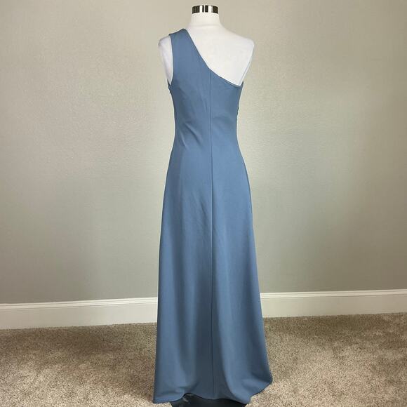 Sachin & Babi One Shoulder Long Column Evening Gown Slate Blue Size 12 Dress - Picture 7 of 12